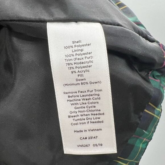 Talbots green tartan sleeveless puffer vest jacket size S womens - Picture 8 of 8